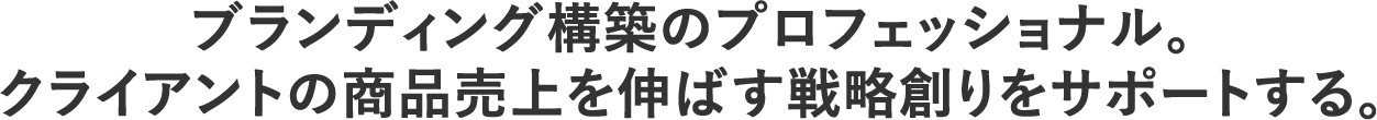 ブランディング構築のプロフェッショナル、クライアントの商品売上を伸ばす戦略創りをサポートする。